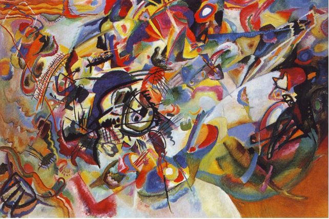 4. Ejemplo de arte moderno: Vasily Kandinsky, Composición VII, 1913. Óleo sobre lienzo, Galería Estatal Tretyakov, Moscú